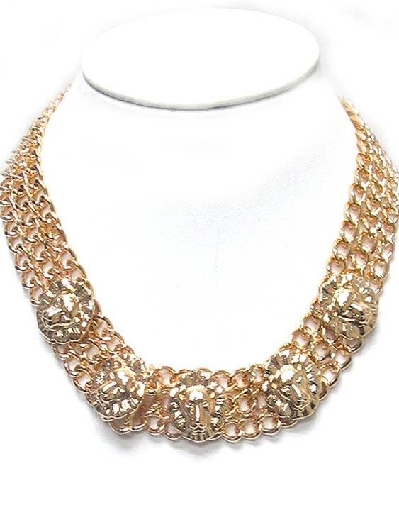 ( R390 ) 3 LAYER LION THICK NECKLACE for wholesale by Jewelry Max