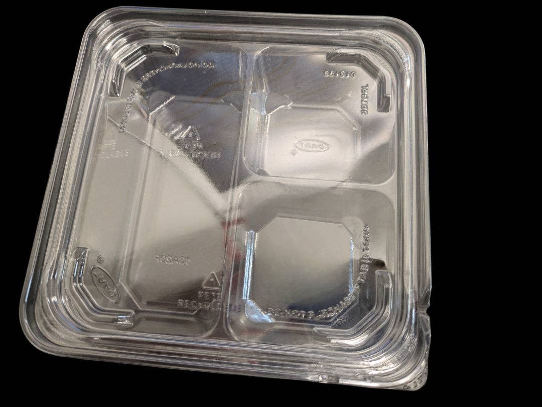 EcoQuality – wholesale Food storage container – EcoQuality 3 Compartment Transparent Plastic Tamper Proof Snackbox With Lids1