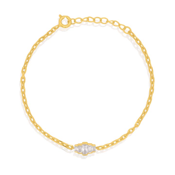 Pulseira de Vermeil Dourado com Zircónias Cúbicas Elegante por atacado de Aurora Jewels