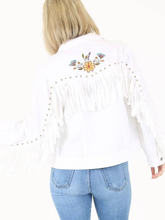 E2G88-ASIS VESTE BRODÉE AVEC DÉTAILS À FRANGES pour la vente par Nostalgia