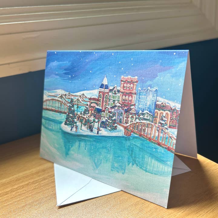 Ally Bartoszewicz Art - Wholesale Season's Greetings Card - "Yinzer Wonderland" folded holiday greeting card- Pittsburgh0