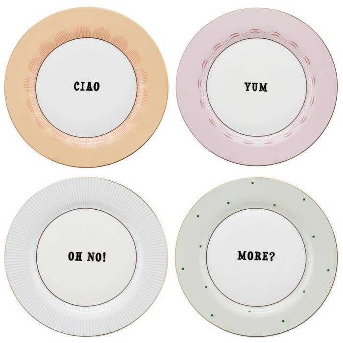 YE - Set of 4 20cm dinner plates - Slogan for wholesale by Yvonne Ellen