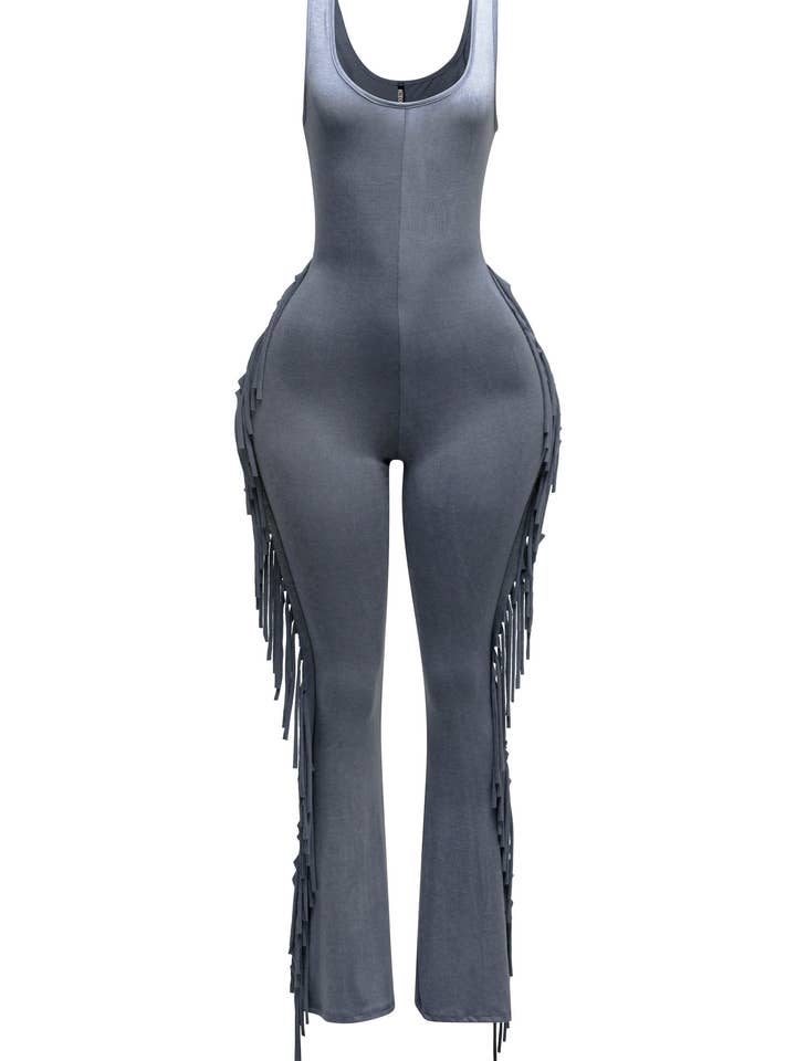 Ærmeløs buksedragt med sidefrynser for engroshandel hos K Too