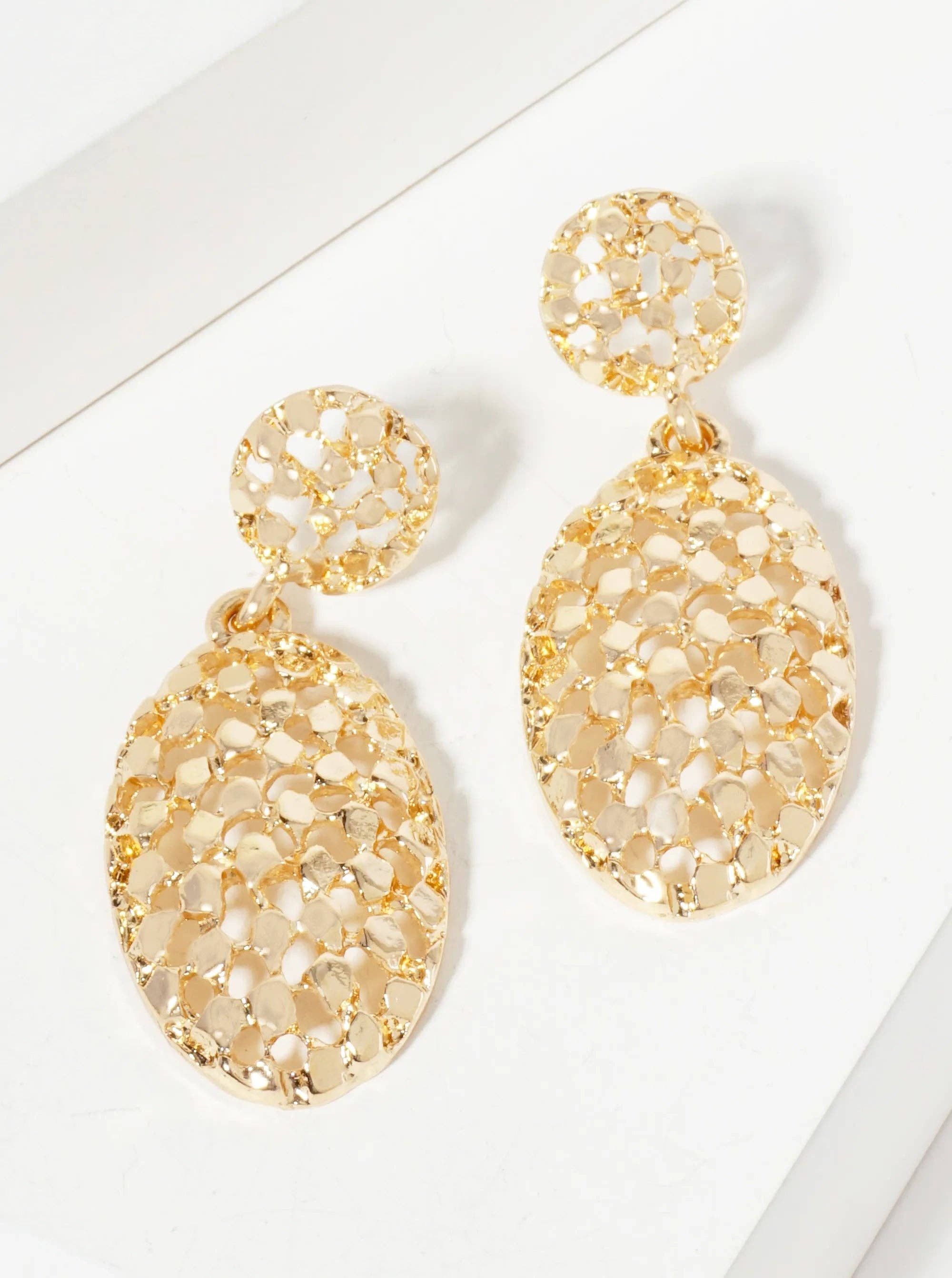 Wild Honey - Wholesale Dangle Earrings - Intricate Filigree Oval Drop Dangle Post Earrings3