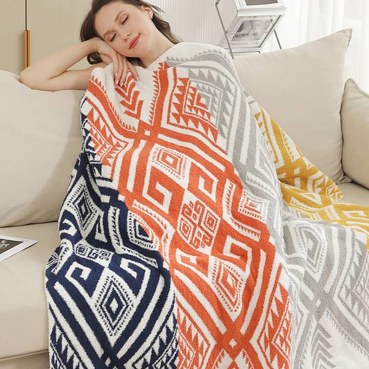 Fashion City - Vendita all'ingrosso Plaid - Comoda coperta morbida con motivo tribale 12