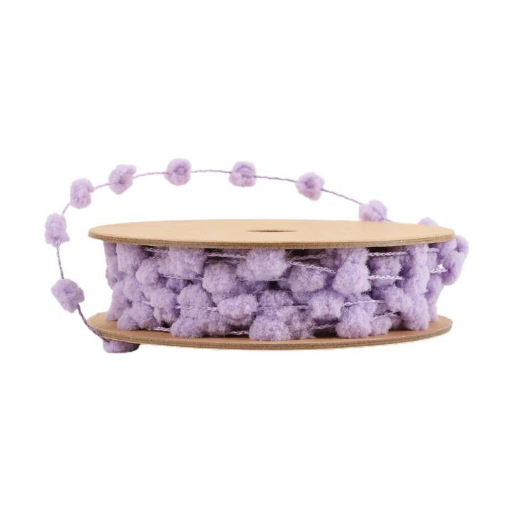 8mm Wired Pom Pom | Lilac | 25 Yard Roll
for wholesale by LA Ribbons Wholesale