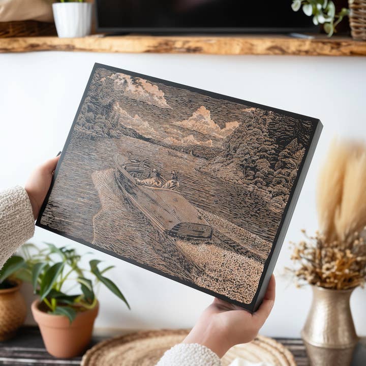 Illustration Gravée de Bateau de Lac Vintage pour la vente par Benoit's Design Co.