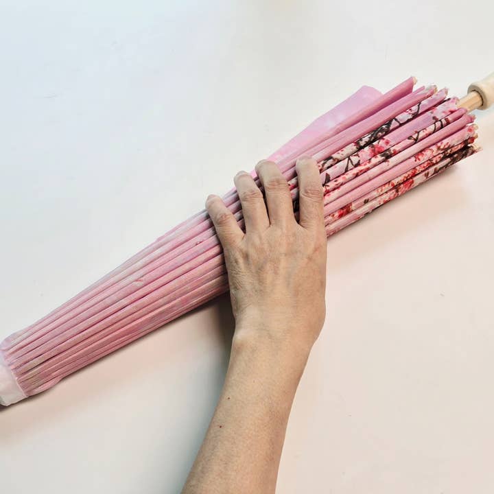 Fiona Accessories - Wholesale Handheld Folding Fan - Cherry Blossom Parasol Sakura 3 Style 21.50"7