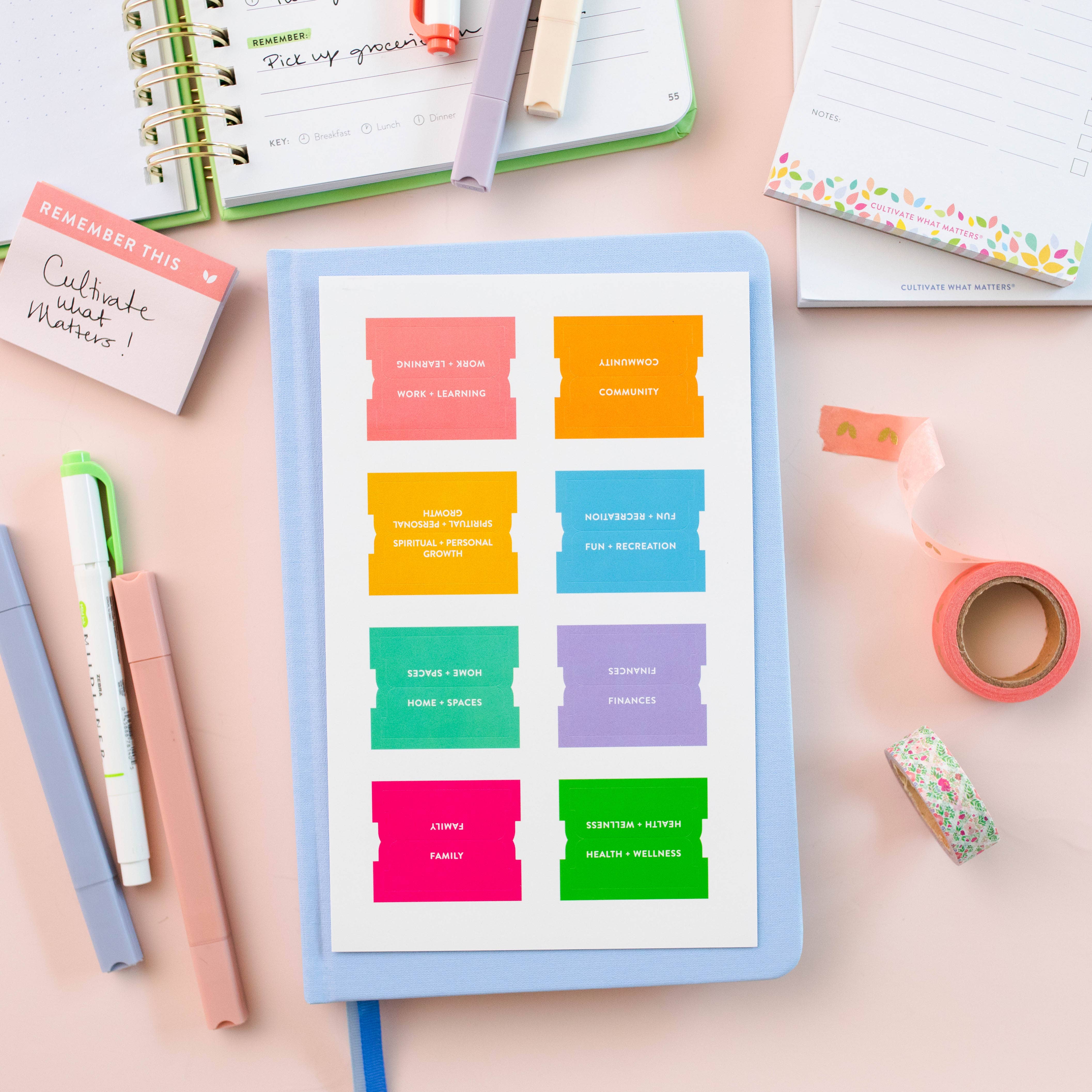 Cultivate What Matters - Wholesale Planner - Colorful Planner Tabs Pack2