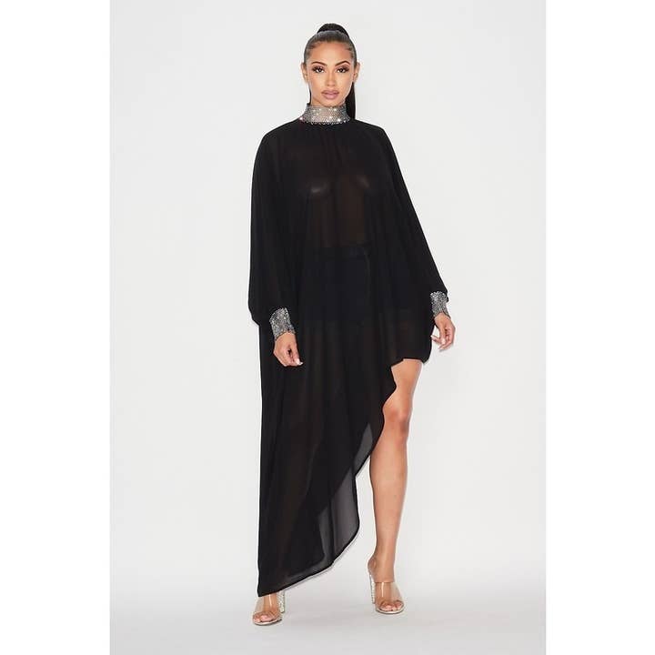 Black Pearl Clothing - Wholesale Blouse - Women's - MIDNIGHT GLAM ASYMMETRIC TOP3