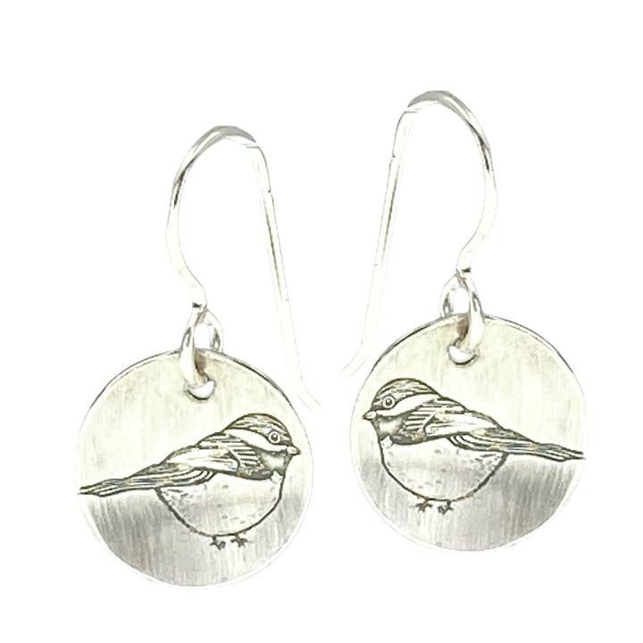 Silver Chickadee Dangles and Necklace for wholesale by Krista Tranquilla Studio