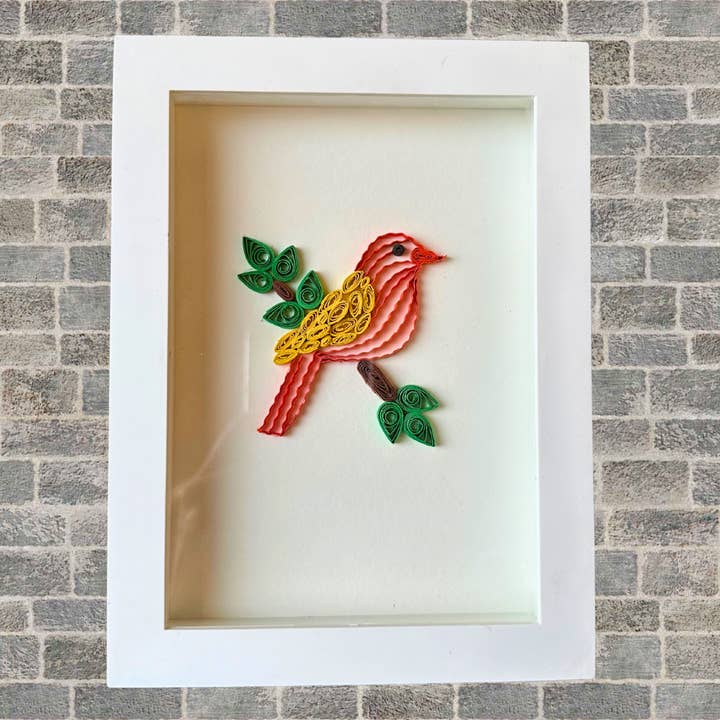 3D Quilling Bird Flower Framed Art, Cute Bird Wall Art for wholesale by Craftify Mom
