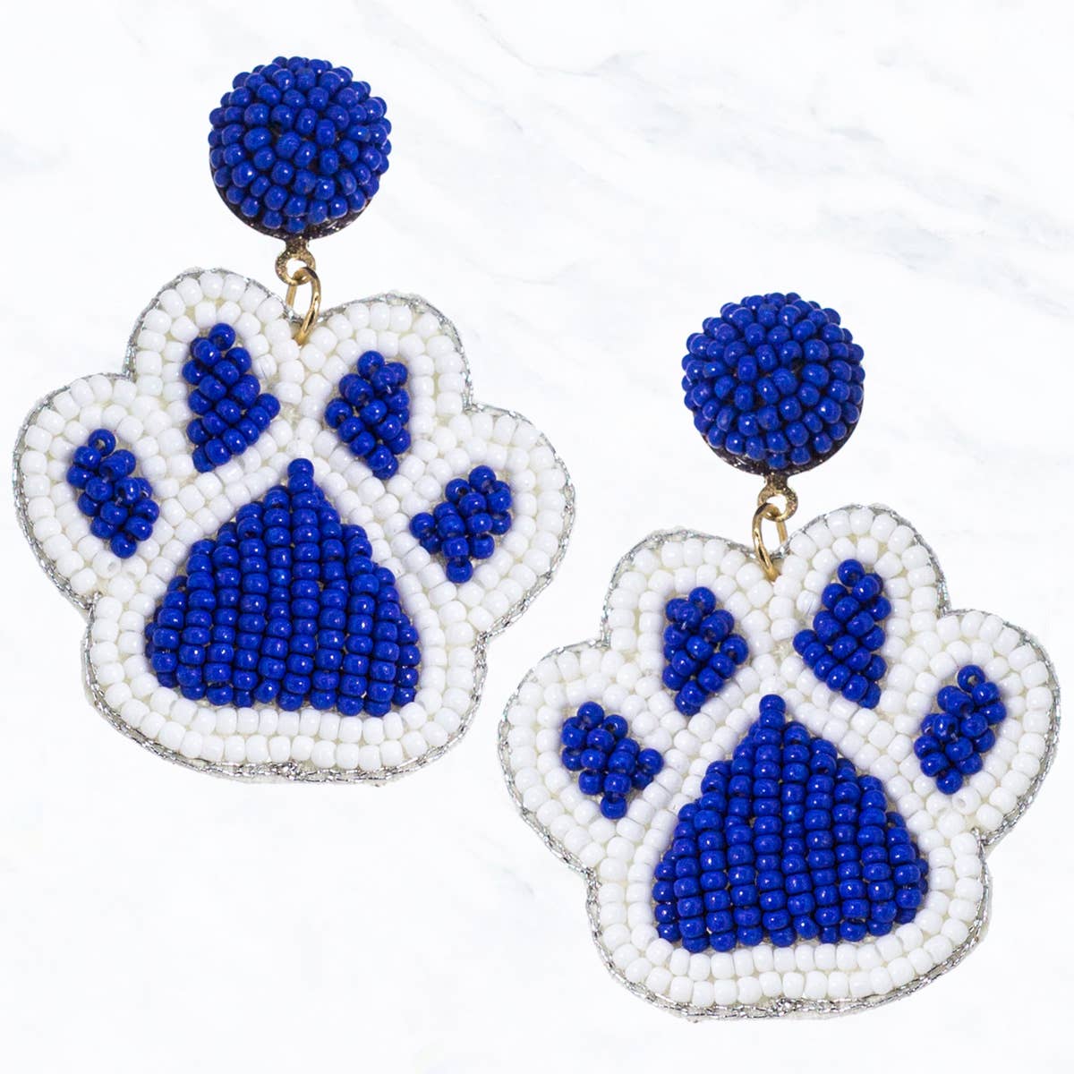 Suzie Q USA - Wholesale Dangle Earrings - Two Tone Seed Bead Paw Print Earrings1