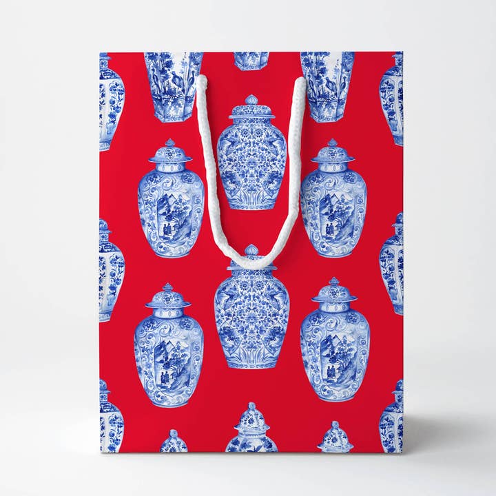 Red Ginger Jar Gift Bag for wholesale by JOSIL Paperie & Gift