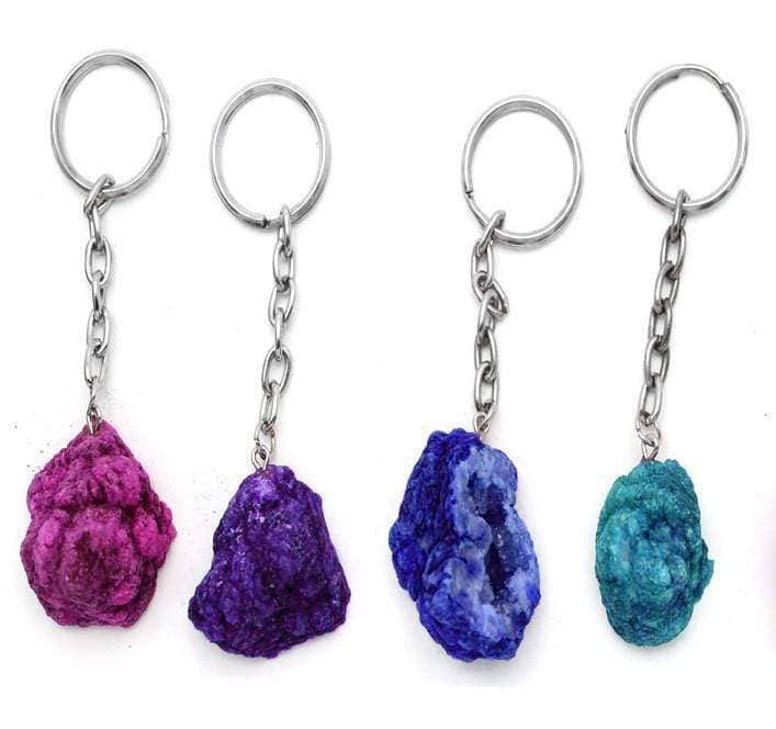 Rock Paradise - Wholesale Keychain - Women's - Crystal Half Occo Geode Silver Toned Key Chain1