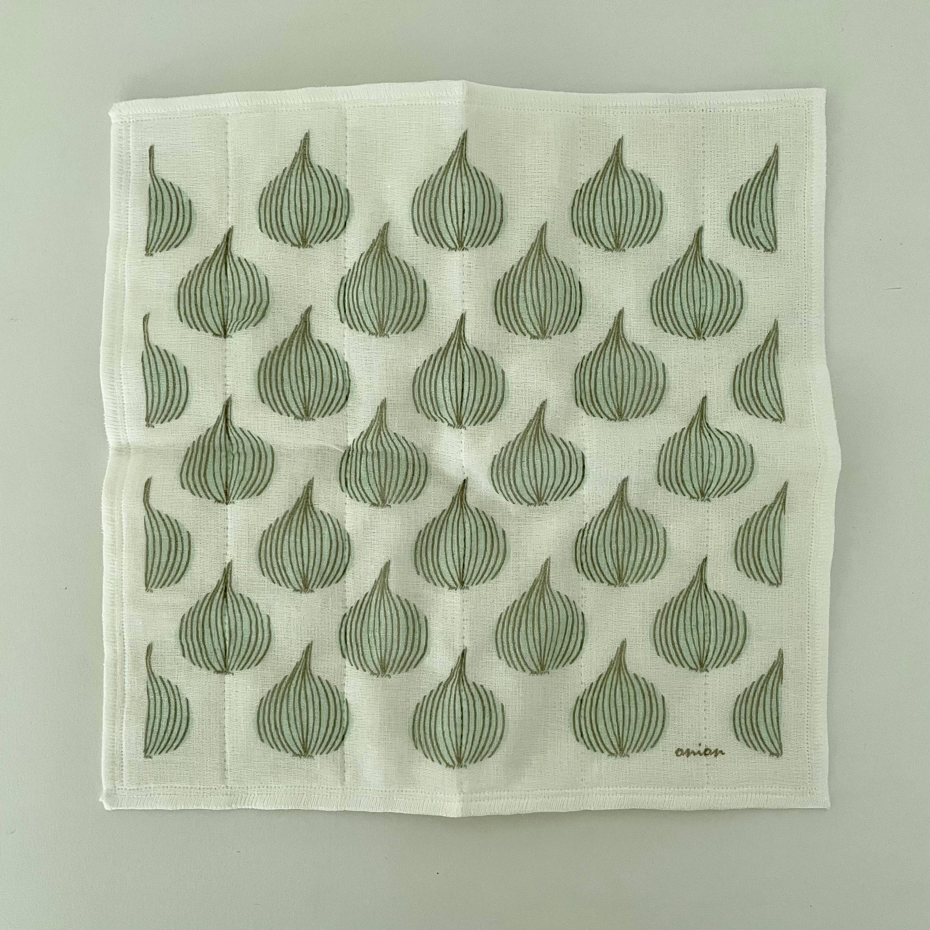 fort & field - Vente Torchon - kaya torchon japonais en rayonne/coton 30 cm x 30 cm oignon vert1