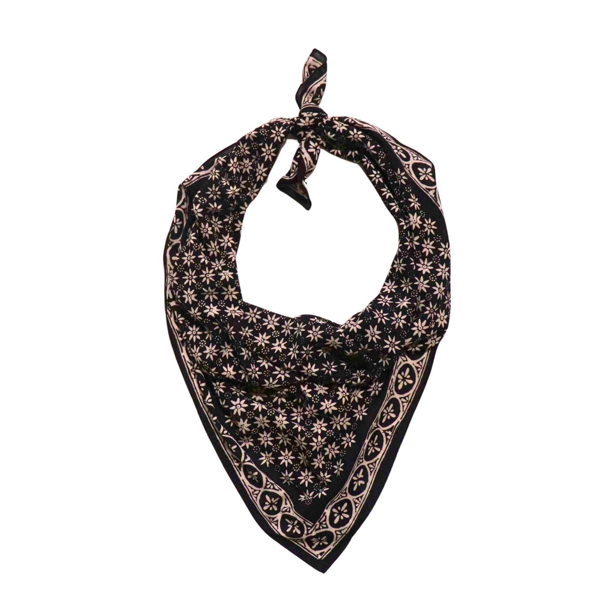 Kasih Co-op – wholesale Bandana – Women's – Large 39" Hand Dyed Batik Bandana, 100% Soft Cotton, Black Mirage4