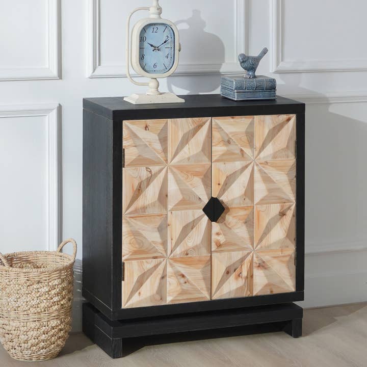 3D Geometric Carved Double-Door Cabinet for wholesale by Paris Loft Inc