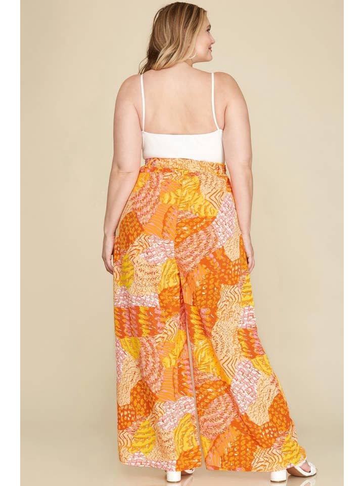 ORANGE WAIST SASH SATIN LONG PLUS SIZE PANTS S10PSY484 for wholesale on Faire2