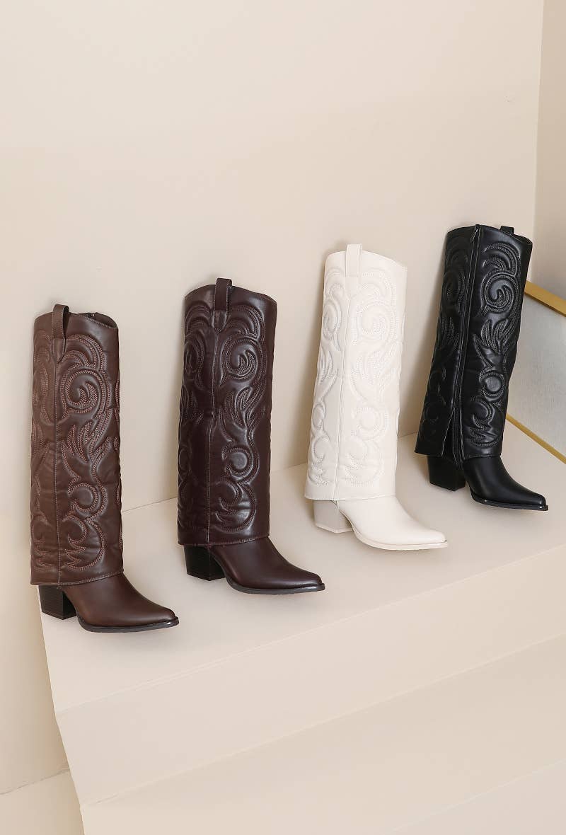 Joia Paris - Wholesale Boots - Women's - Santiag boot with heel, stitched pattern, and WZ-92 cuff13