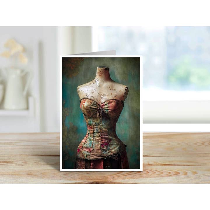 Salty Alyce - Wholesale Everyday Greeting Card - Rustic Rose Corset Blank Card RA64