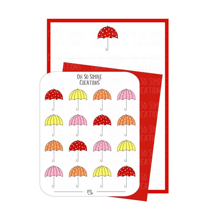 Red Umbrella Stationery Set for wholesale by Oh So Simple Creations