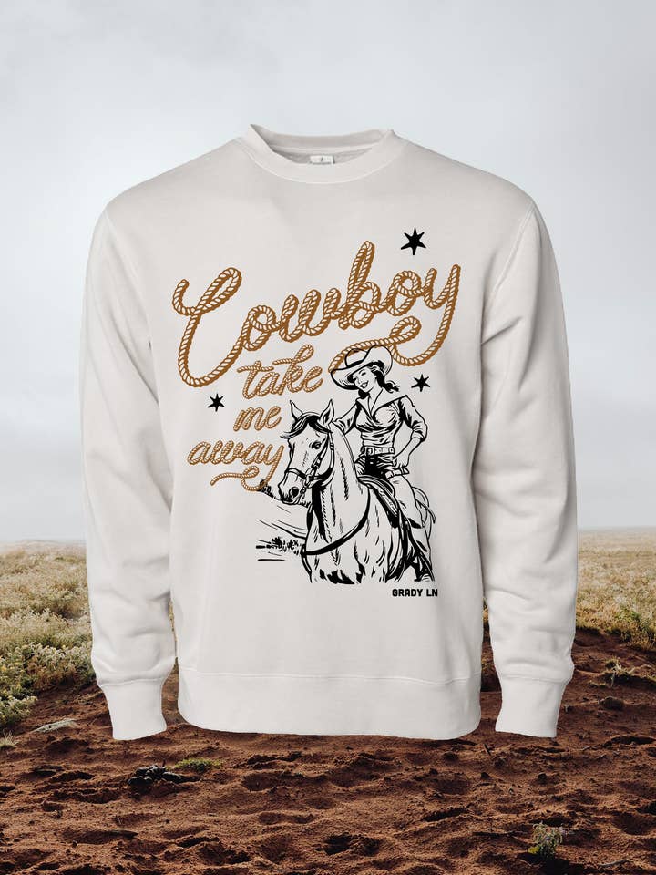 Cowboy Take Me Away Sweatshirt for wholesale by Grady Ln Boutique