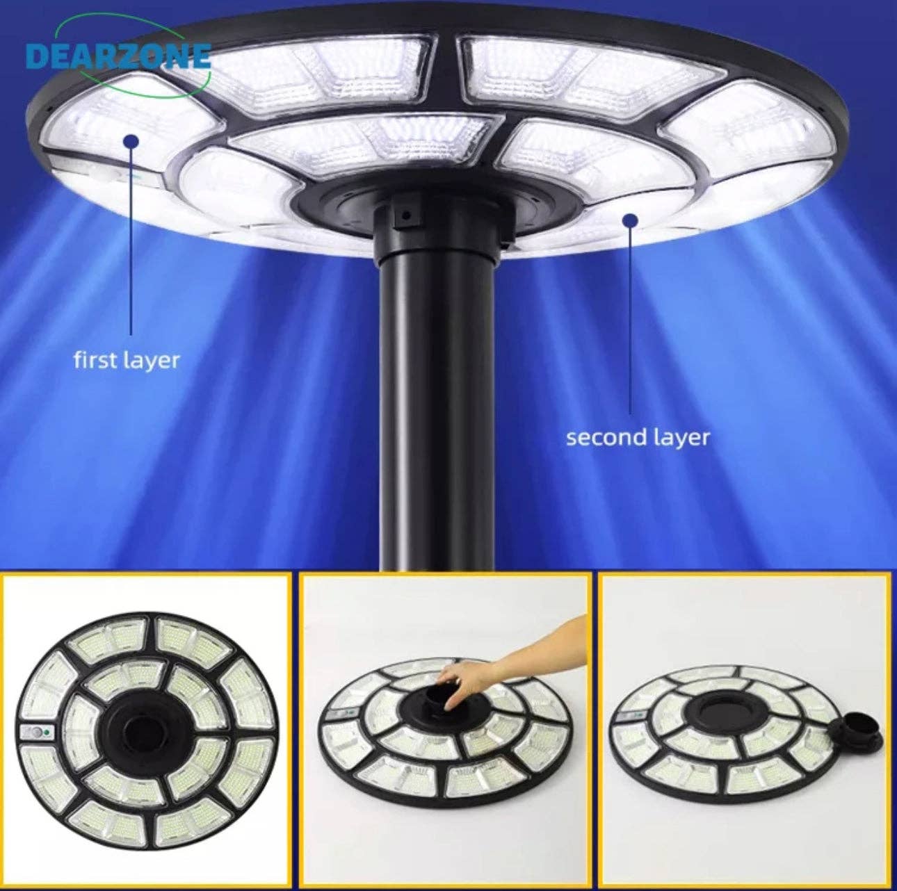 OutdoorSolarOutlet - Wholesale Outdoor/Lawn Light - 2500W Solar Outdoor Light UFO Garden Pole And Wall Street Lights For Home, Yard, Farmhouses with Remote13