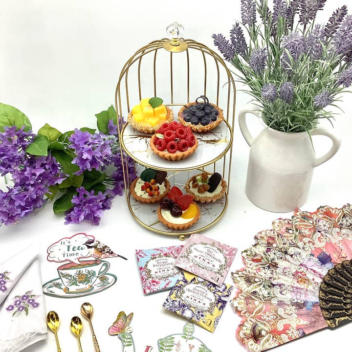 All Little Cute Things - Wholesale Cake Stand - Gold Bird Cage Tiered Stand Platter for Tea House Parties