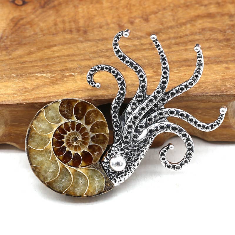 Tourtiwi - Venta al por mayor Broches - Colgantes de Broche Diseñados con Ammonite Prehistórico y Pulpo2