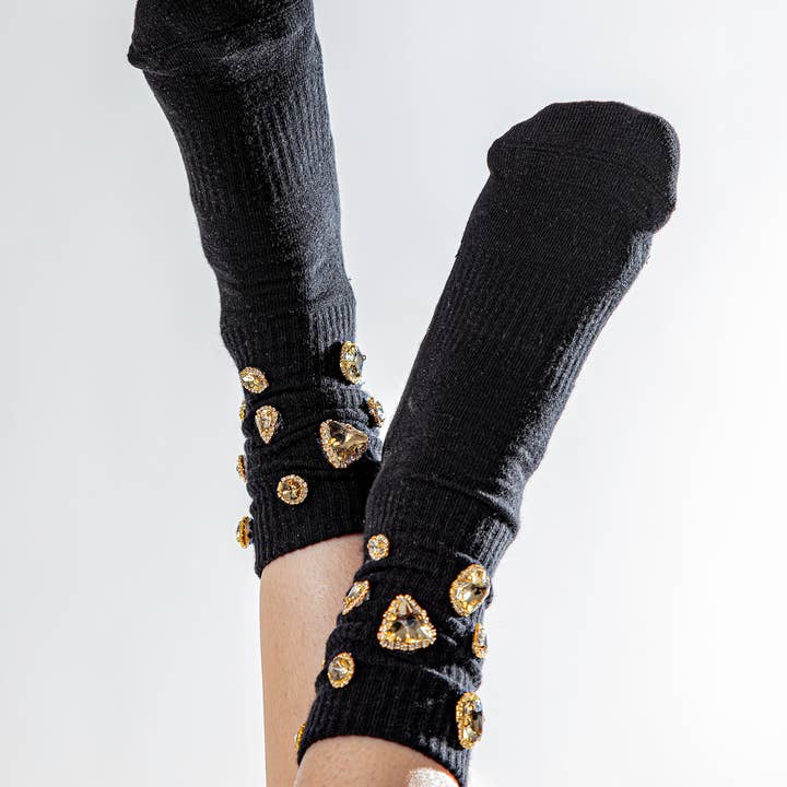 Rebel Women's Socks with Champagne Crystal Rhinestones for wholesale by GLINTX BRAND