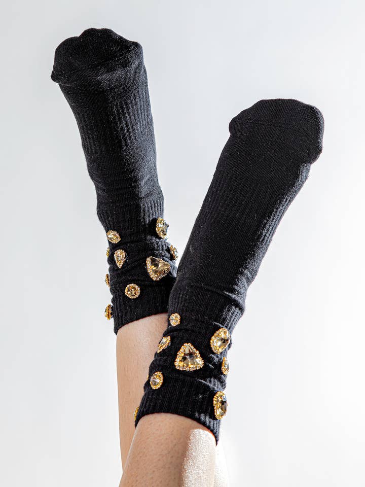 GLINTX BRAND - Wholesale Socks - Women's - Rebel Women's Socks with Champagne Crystal Rhinestones