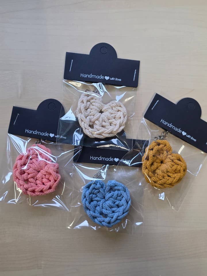 Macrame Heart keyring for wholesale by AJ Handmade