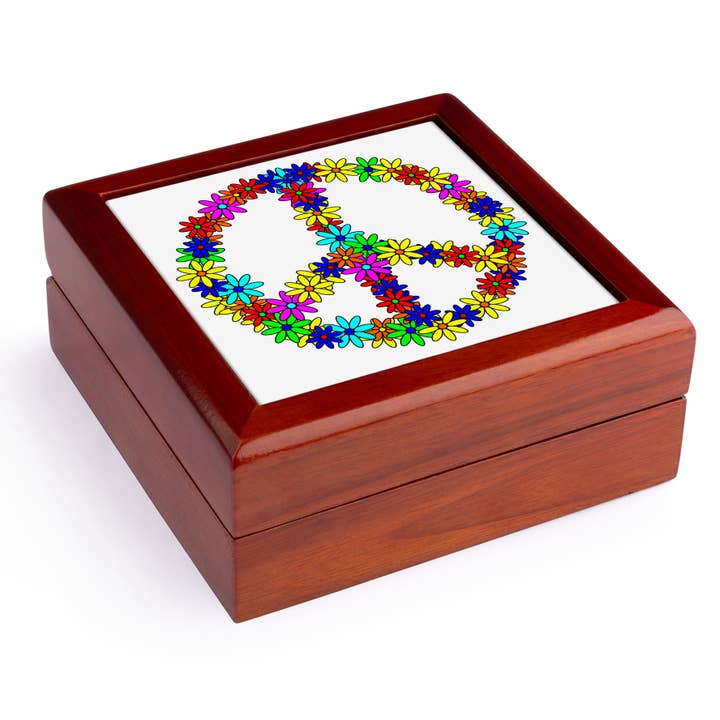 3dRose, Diseño de Flor con Símbolo de Paz, Caja de Joyas para venta al por mayor de 3dRose