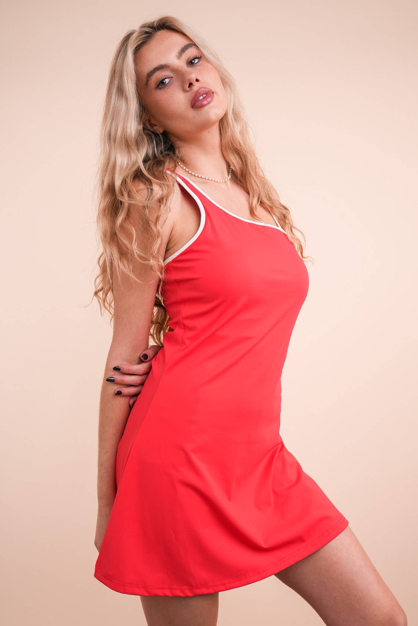 VERY J - Wholesale Athletic Dress - Women's - ND31660-Activewear Mini Dress with Inside Lining9