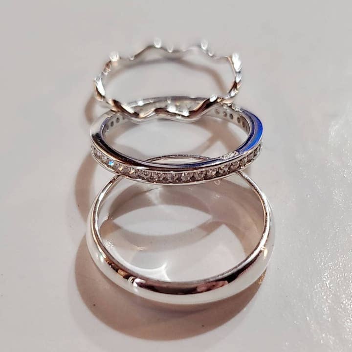 Toe Ring, Toe Rings , Sterling Silver Toe Rings, Stacked Toe Rings, Clear Crystal Eternity Band, Plain Wedding Band, Pinky Ring, Size 4 for wholesale by CALIFORNIA TOE RINGS
