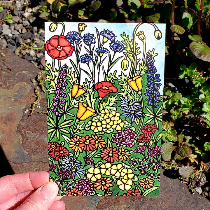 Postcard - Wildflowers for wholesale by Sarah Angst Art