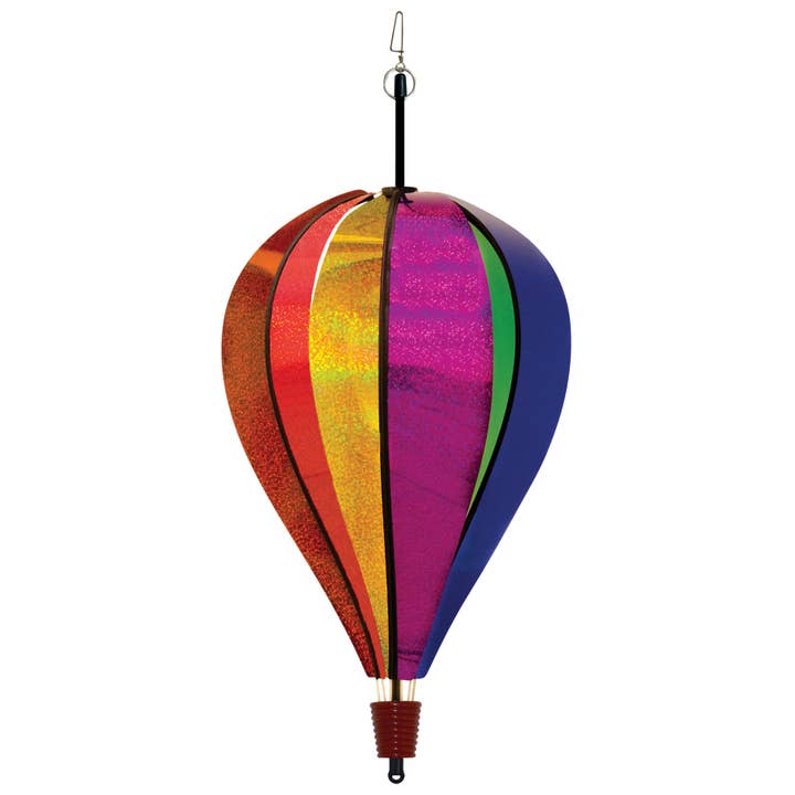 In the Breeze, LLC. - Wholesale Wind Spinner - Rainbow Glitter 6 Panel Hot Air Balloon