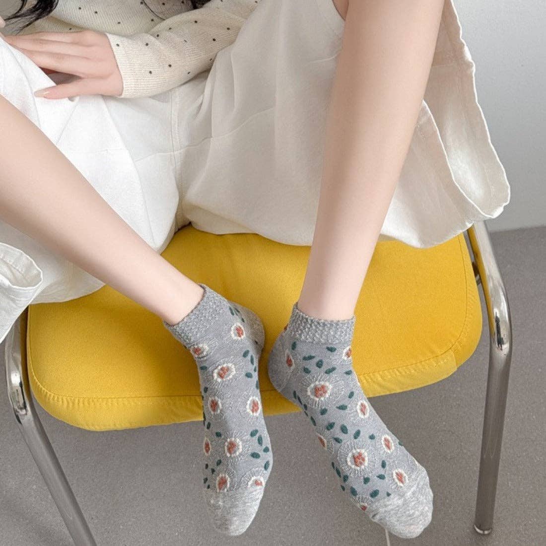 Funkyrel® Atzbranding Limited – Engroshandel Strømper - Dame – Rufia - Blomstermønstret Lavtskårne Sokker9