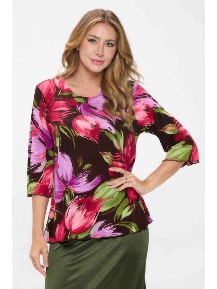 CC Wholesale Clothing - Wholesale Blouse - Women's - Plus Size Round Neckline Quarter Sleeve Top4