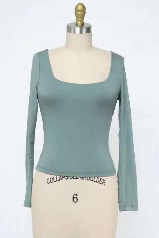 Final Touch - Wholesale Knit Top - Women's - Double Layered Square Neck Basic Top - T1710953