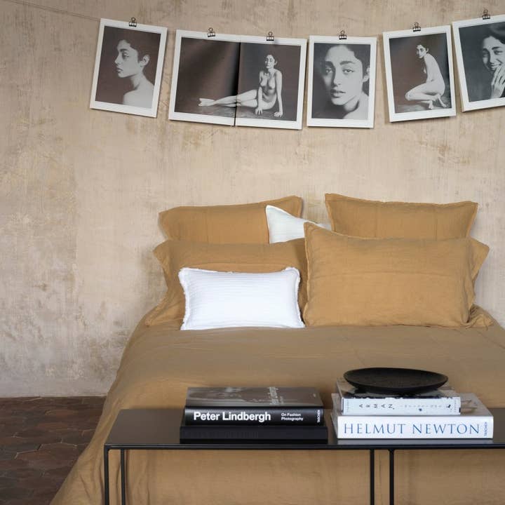 Tvättat linnepåslakan kamel för wholesale av Maison d'été