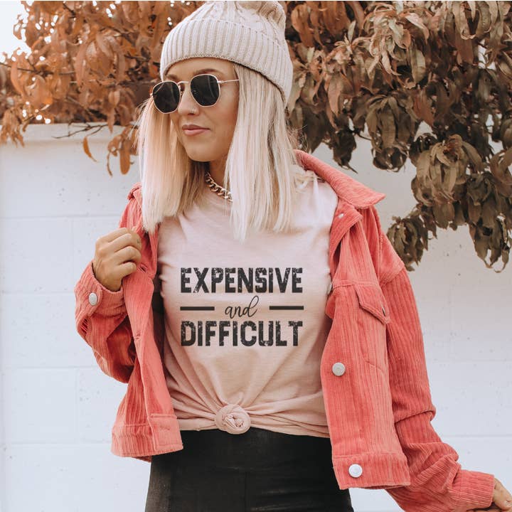 Trendznmore - Wholesale Screen Printed T-Shirt - Women's - Expensive and Difficult T-Shirt