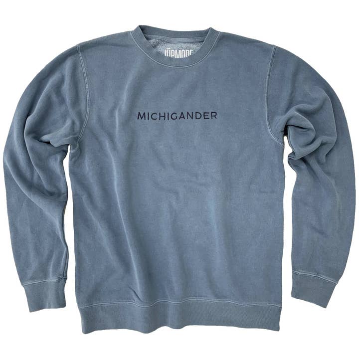 Jupmode - Wholesale Sweatshirt - Unisex - Michigander Embroidered Sweatshirt (Pigment Slate Blue)