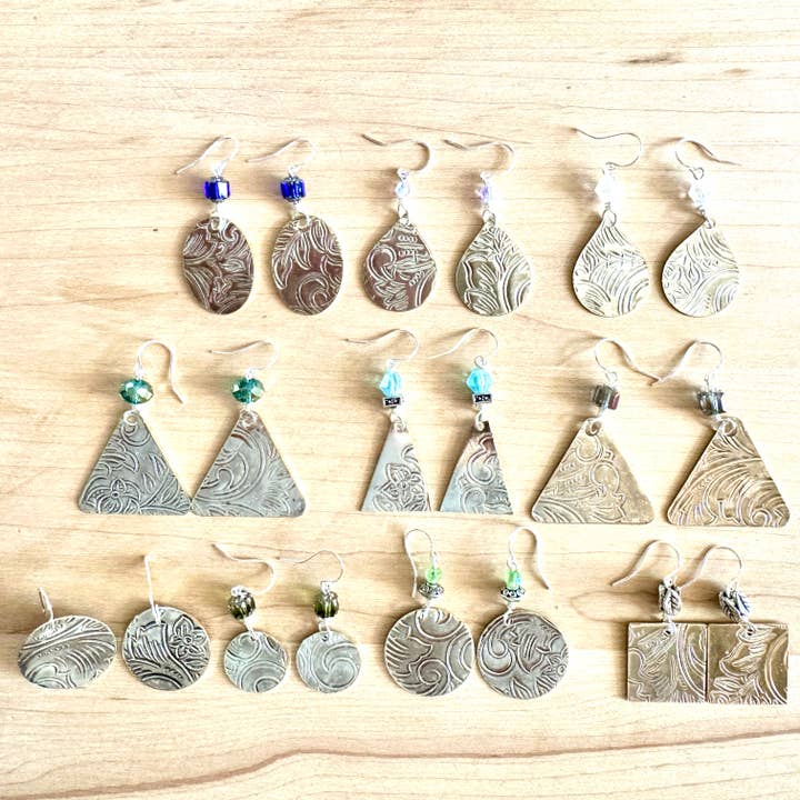 TTE Designs - Wholesale Dangle Earrings - Repurposed Silver Platter Earrings2