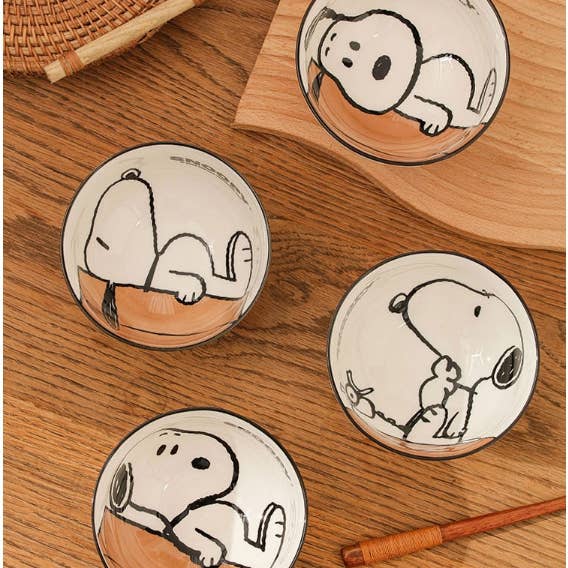 K_Wonderland - Wholesale Bowl - Snoopy Daily Kitchenware Ceramic Bowl 4PCS Gift Box SET
