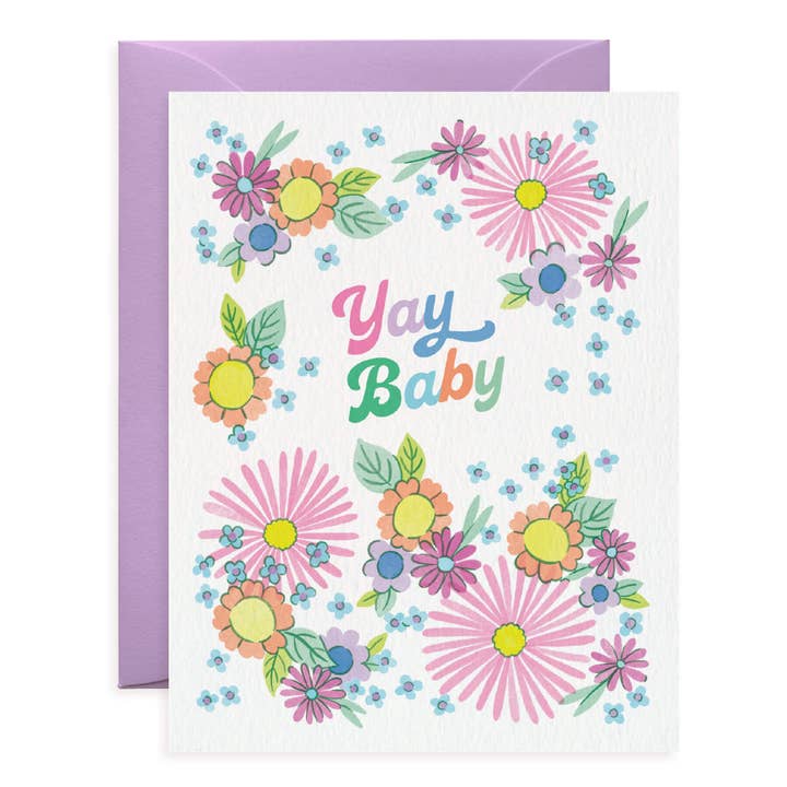 Yay Baby Flowers | Baby Card | Baby Shower Card | Baby Girl for wholesale by O.O.M.F. Creative