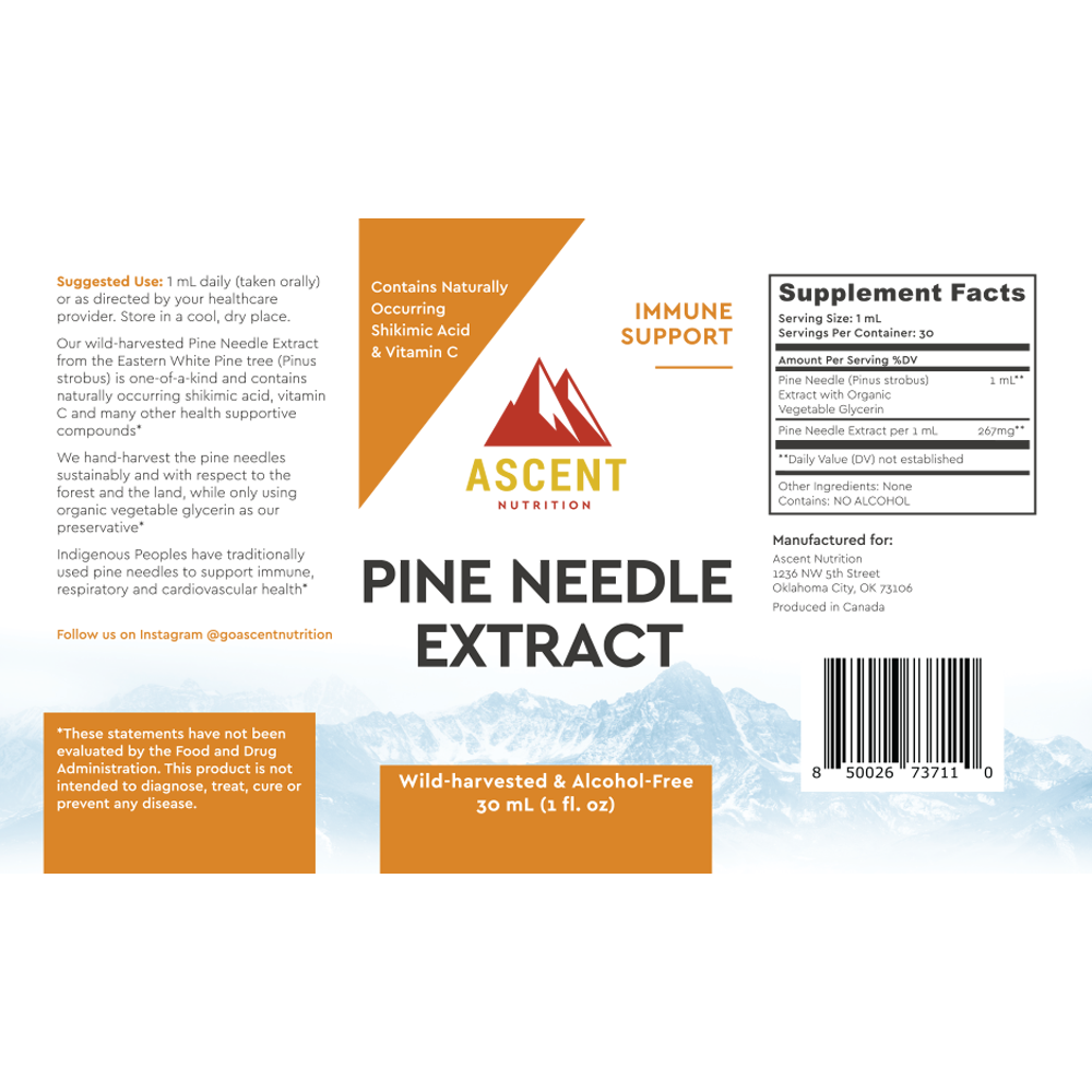 Ascent Nutrition - Wholesale Tincture - Pine Needle Extract, Pine Needle Tea Alternative, 30 ml Bottle1