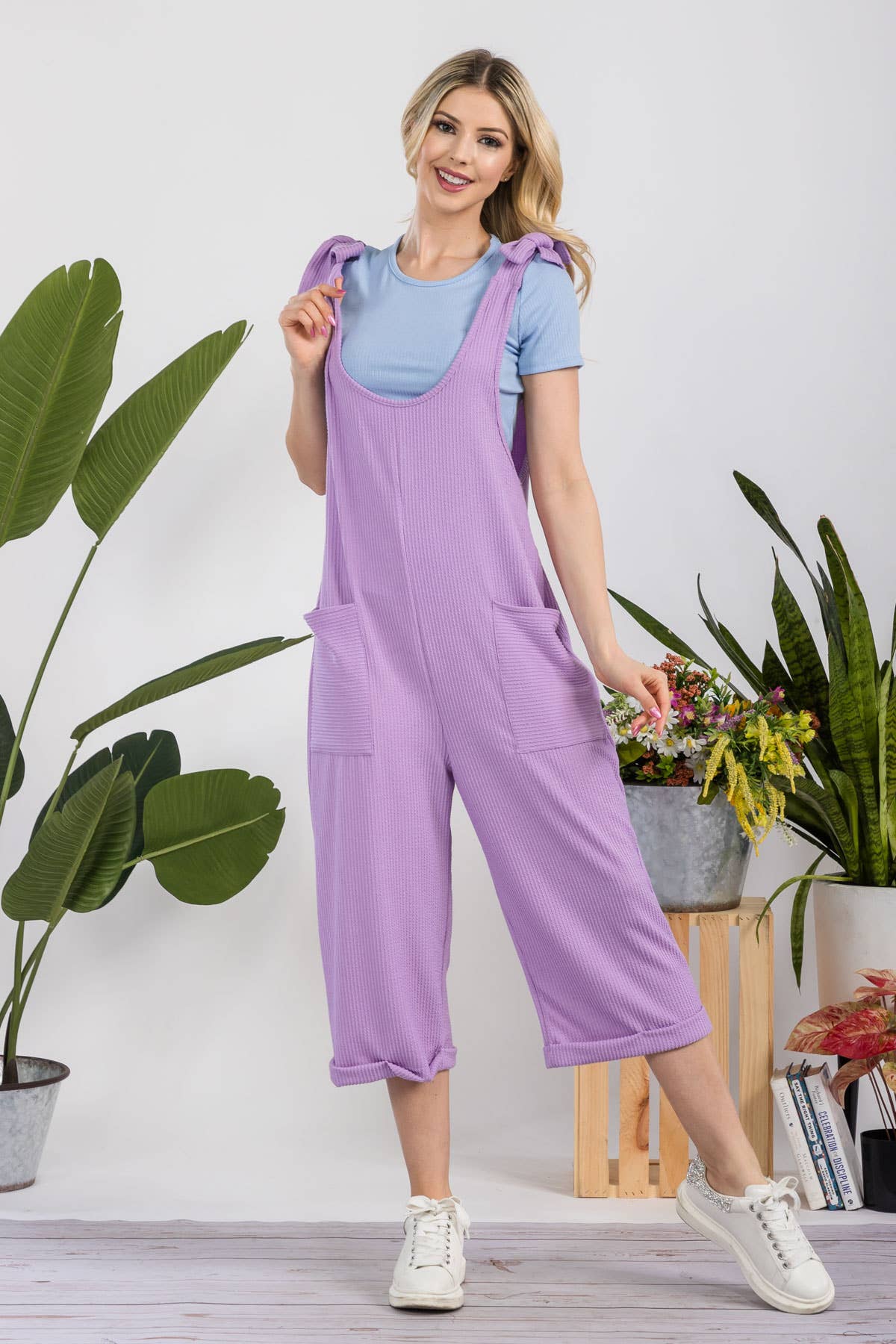 Celeste Clothing – Engroshandel Jumpsuit - Dame – CASUAL RIB CAPRI JUMPSUIT MED LOMMER -CP338731