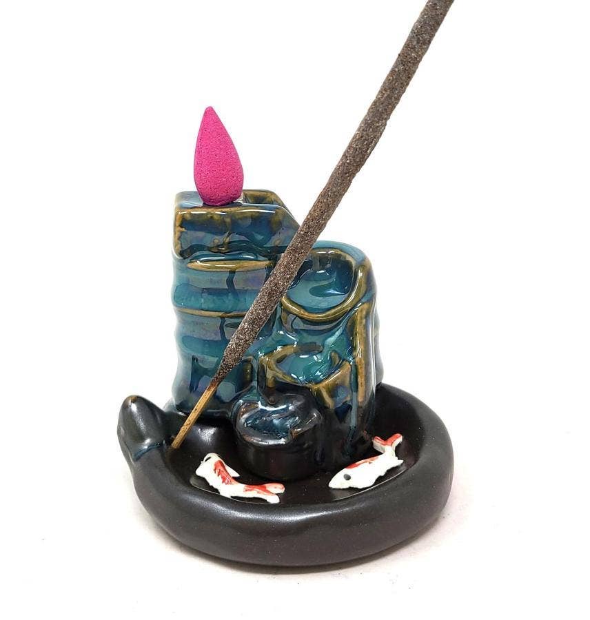 GREENROOTS USA LLC - Wholesale Wierookhouder - Waterfall Koi Design #1 Backflow Cone Wierookbrander 4"W1